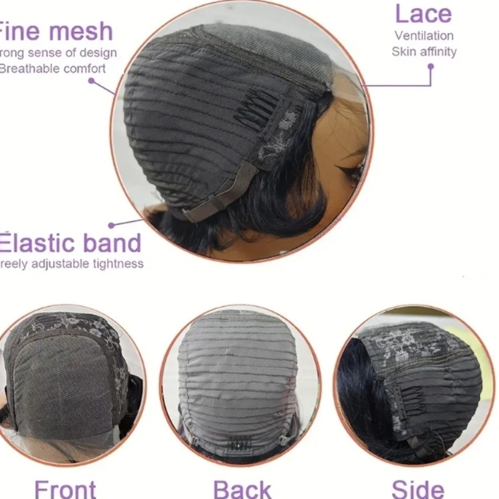 4x4 Lace Closure Short Layered Pixie Human Hair Lace Frontal Wigs Brazilian - Picture 6 of 6